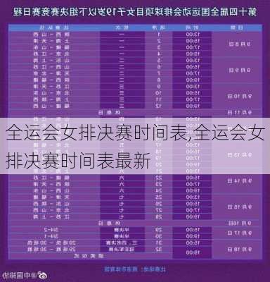 全运会女排决赛时间表,全运会女排决赛时间表最新