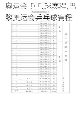 奥运会 乒乓球赛程,巴黎奥运会乒乓球赛程