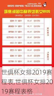 世俱杯女排2019赛程表,世俱杯女排2019赛程表格