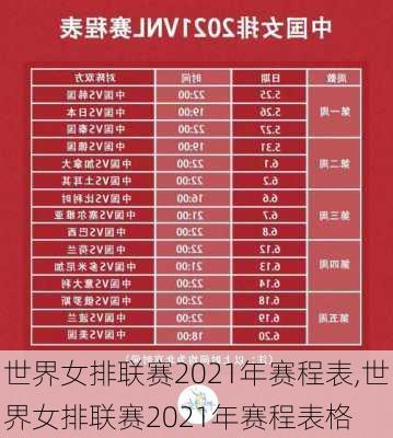 世界女排联赛2021年赛程表,世界女排联赛2021年赛程表格