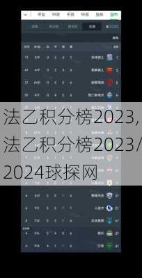 法乙积分榜2023,法乙积分榜2023/2024球探网