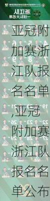 亚冠附加赛浙江队报名名单,亚冠附加赛浙江队报名名单公布