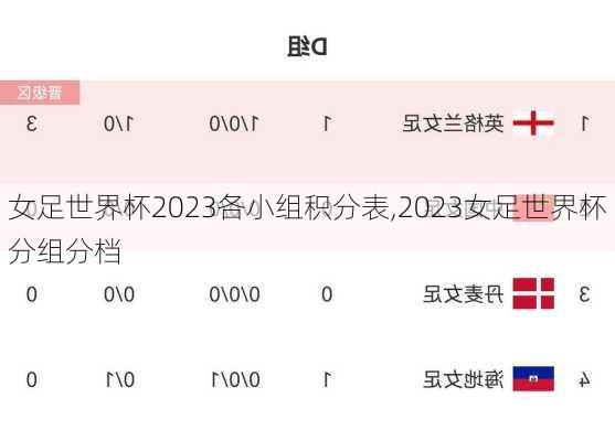 女足世界杯2023各小组积分表,2023女足世界杯分组分档