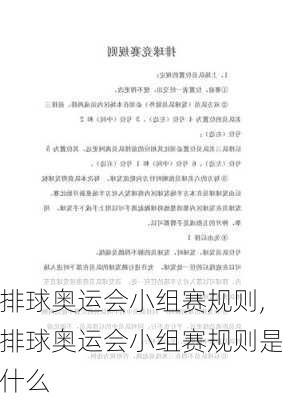 排球奥运会小组赛规则,排球奥运会小组赛规则是什么