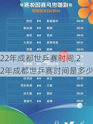 22年成都世乒赛时间,22年成都世乒赛时间是多少