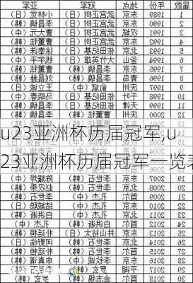 u23亚洲杯历届冠军,u23亚洲杯历届冠军一览表