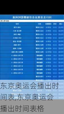 东京奥运会播出时间表,东京奥运会播出时间表格