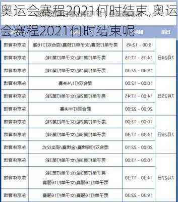 奥运会赛程2021何时结束,奥运会赛程2021何时结束呢