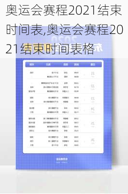 奥运会赛程2021结束时间表,奥运会赛程2021结束时间表格