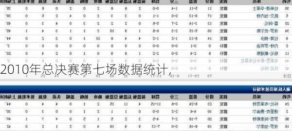 2010年总决赛第七场数据统计,