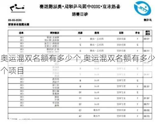 奥运混双名额有多少个,奥运混双名额有多少个项目