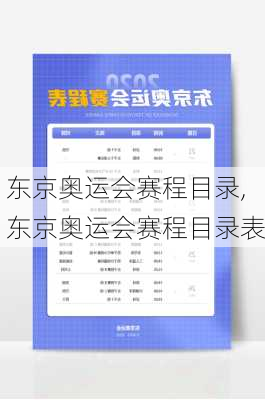 东京奥运会赛程目录,东京奥运会赛程目录表