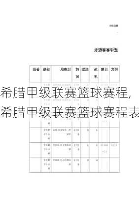 希腊甲级联赛篮球赛程,希腊甲级联赛篮球赛程表