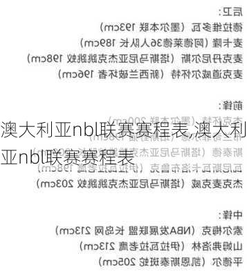 澳大利亚nbl联赛赛程表,澳大利亚nbl联赛赛程表