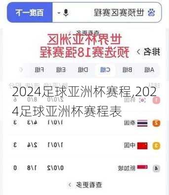 2024足球亚洲杯赛程,2024足球亚洲杯赛程表