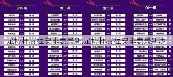 足协杯赛程安排表最新,足协杯赛程安排表最新版