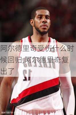 阿尔德里奇受伤什么时候回归,阿尔德里奇复出了