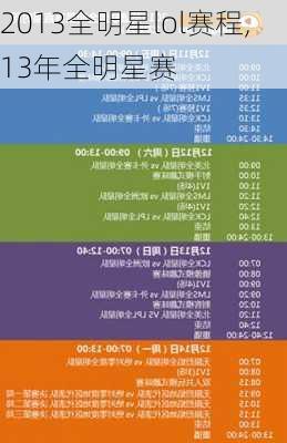 2013全明星lol赛程,13年全明星赛