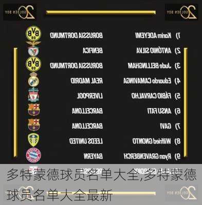 多特蒙德球员名单大全,多特蒙德球员名单大全最新