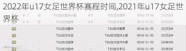 2022年u17女足世界杯赛程时间,2021年u17女足世界杯