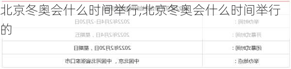 北京冬奥会什么时间举行,北京冬奥会什么时间举行的