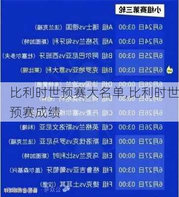 比利时世预赛大名单,比利时世预赛成绩