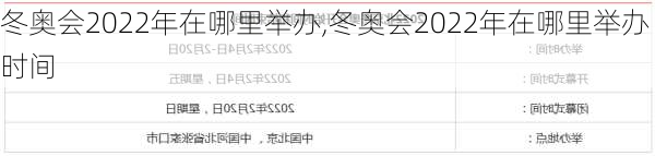 冬奥会2022年在哪里举办,冬奥会2022年在哪里举办时间