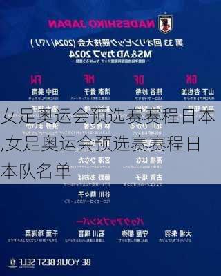 女足奥运会预选赛赛程日本,女足奥运会预选赛赛程日本队名单