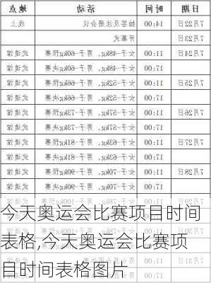 今天奥运会比赛项目时间表格,今天奥运会比赛项目时间表格图片