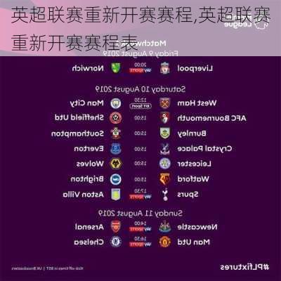 英超联赛重新开赛赛程,英超联赛重新开赛赛程表