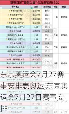 东京奥运会7月27赛事安排表奥运,东京奥运会7月27日赛事安排