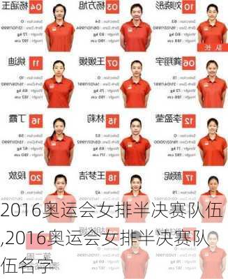 2016奥运会女排半决赛队伍,2016奥运会女排半决赛队伍名字