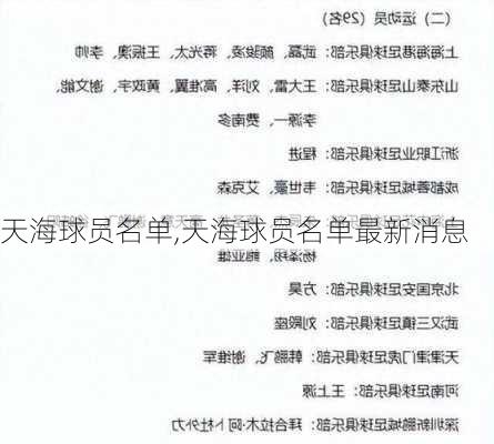 天海球员名单,天海球员名单最新消息