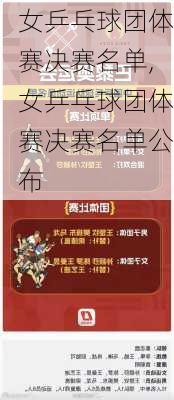 女乒乓球团体赛决赛名单,女乒乓球团体赛决赛名单公布