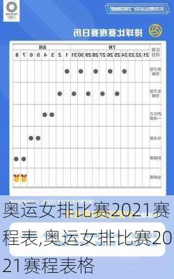 奥运女排比赛2021赛程表,奥运女排比赛2021赛程表格