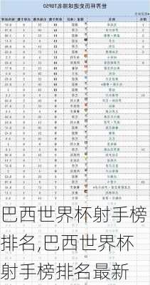 巴西世界杯射手榜排名,巴西世界杯射手榜排名最新