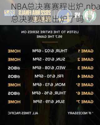 NBA总决赛赛程出炉,nba总决赛赛程出炉了吗