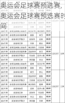 奥运会足球赛预选赛,奥运会足球赛预选赛时间