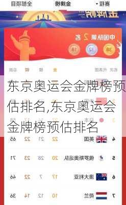 东京奥运会金牌榜预估排名,东京奥运会金牌榜预估排名