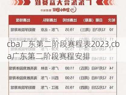 cba广东第二阶段赛程表2023,cba广东第二阶段赛程安排