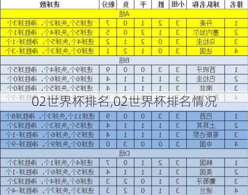 02世界杯排名,02世界杯排名情况