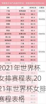 2021年世界杯女排赛程表,2021年世界杯女排赛程表格