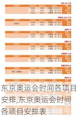 东京奥运会时间各项目安排,东京奥运会时间各项目安排表