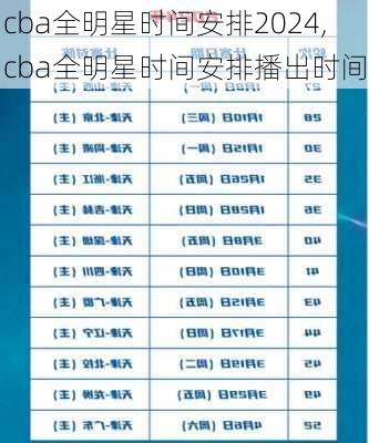 cba全明星时间安排2024,cba全明星时间安排播出时间