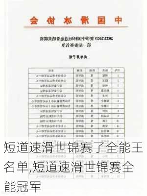 短道速滑世锦赛了全能王名单,短道速滑世锦赛全能冠军