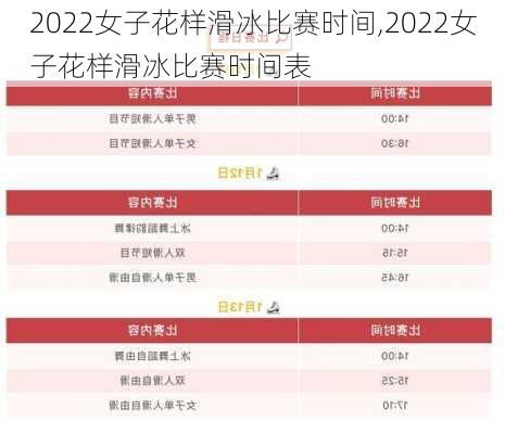 2022女子花样滑冰比赛时间,2022女子花样滑冰比赛时间表