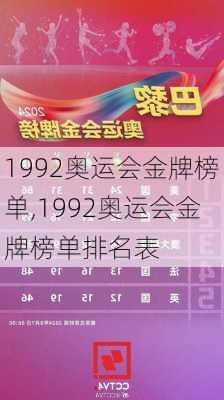 1992奥运会金牌榜单,1992奥运会金牌榜单排名表