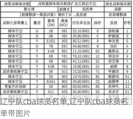 辽宁队cba球员名单,辽宁队cba球员名单带图片