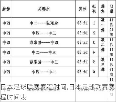 日本足球联赛赛程时间,日本足球联赛赛程时间表