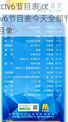 cctv6节目表,cctv6节目表今天全部节目单
